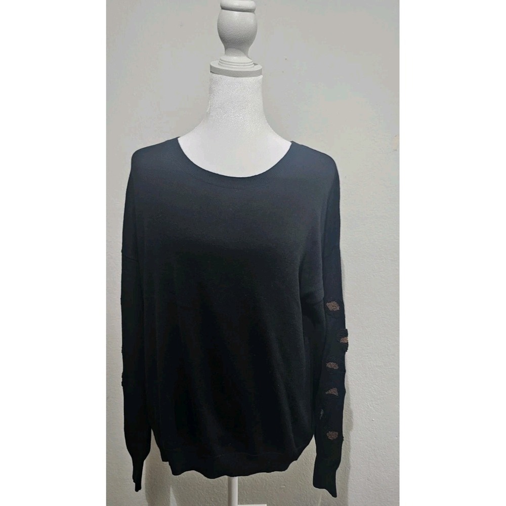 J. Society women's Animal Print Pullover  sweater size‎ Medium Black Brown Artsy